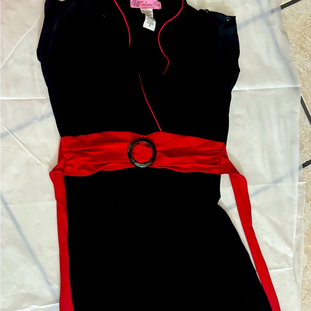 Red and black woman dress